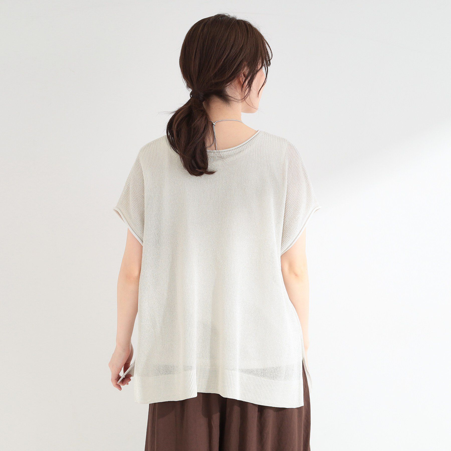 SHOO･LA･RUE「【2点セット/前後2WAY/洗濯機可/S-LL】体型カバーも叶う ラメ畦ニット+タンクトップ」|その他|