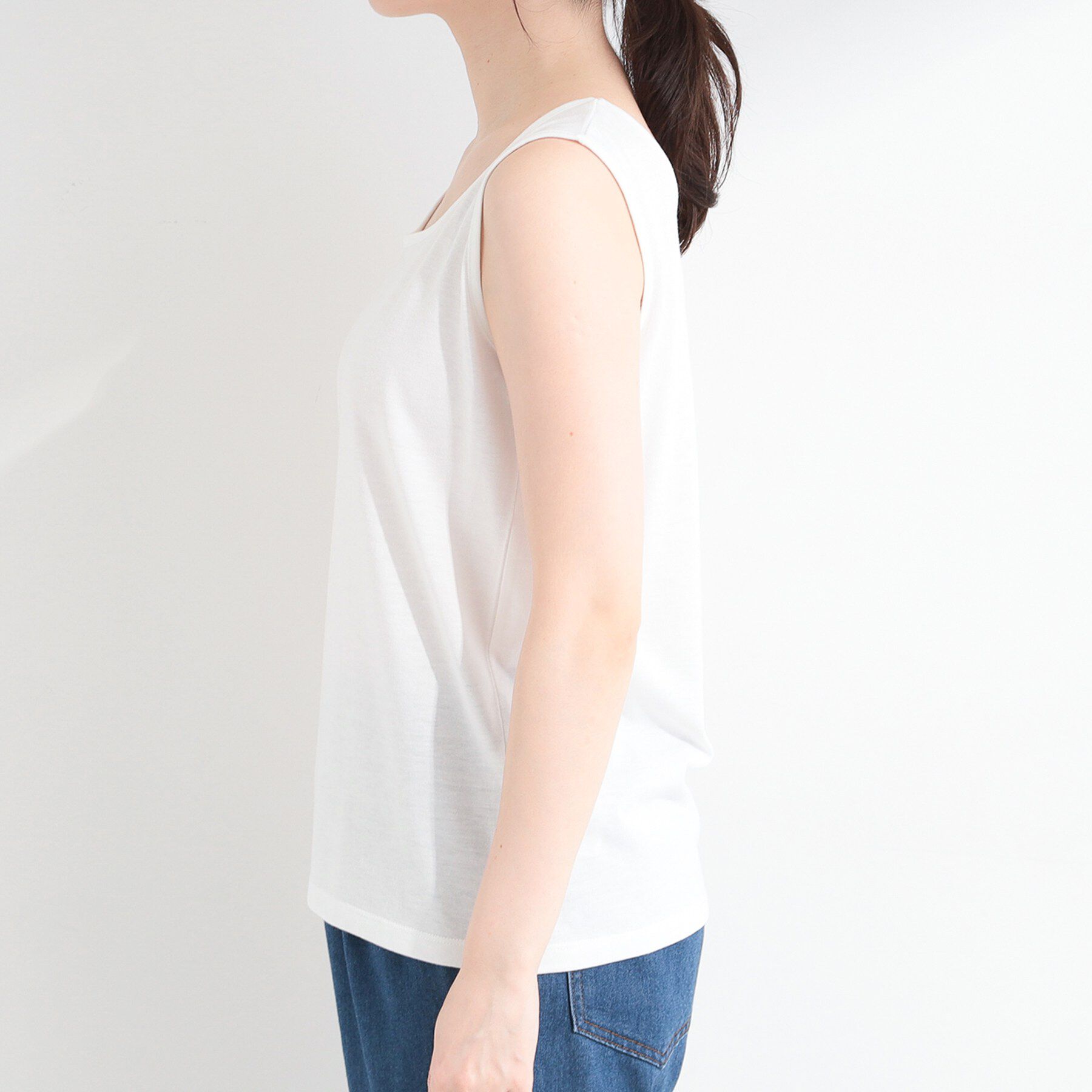 SHOO･LA･RUE「【2点セット/前後2WAY/洗濯機可/S-LL】体型カバーも叶う ラメ畦ニット+タンクトップ」|その他|
