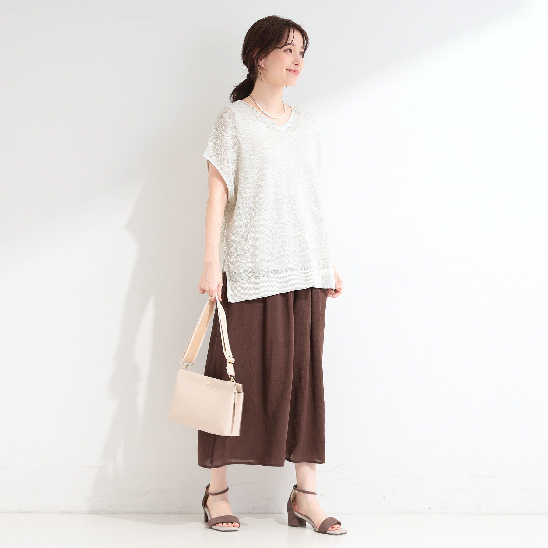 SHOO･LA･RUE「【2点セット/前後2WAY/洗濯機可/S-LL】体型カバーも叶う ラメ畦ニット+タンクトップ」|その他|