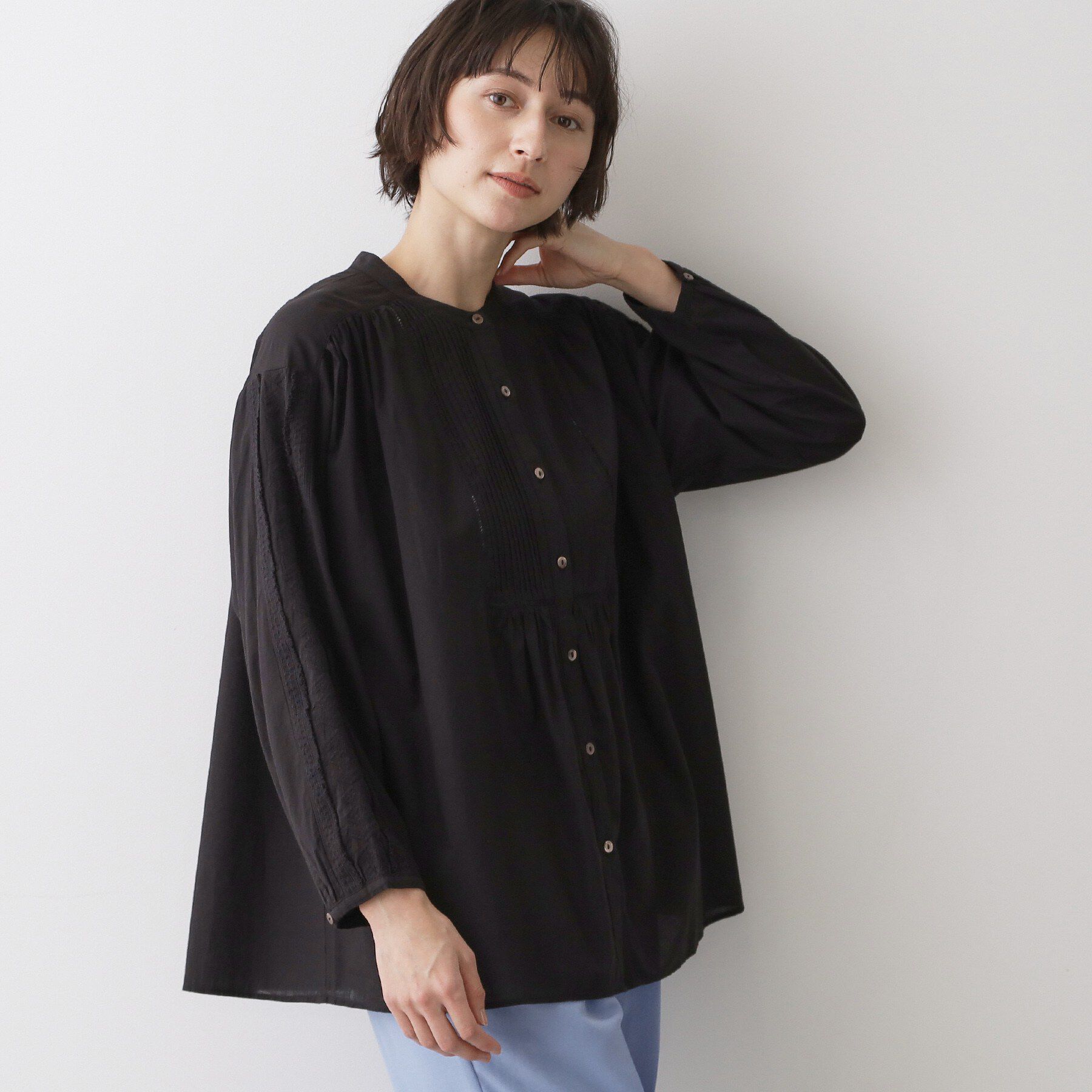 Dessin「【洗える】インドコットン刺繍ブラウス」|シャツ・ブラウス|ブラック(019)
