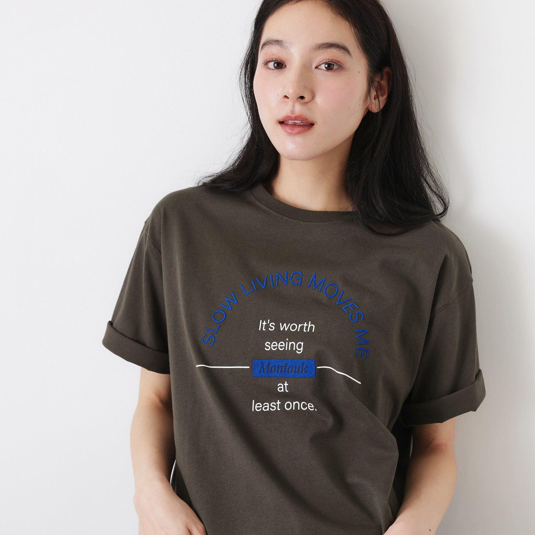 Dessin「【洗える】オーガニックコットンロゴTシャツ」|Tシャツ・カットソー|チャコールグレー(0