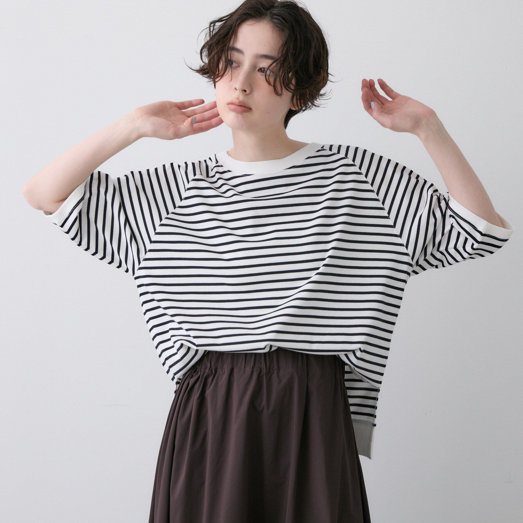 Dessin「【UVカット/接触冷感】フォルムカットソー5分袖」|Tシャツ・カットソー|