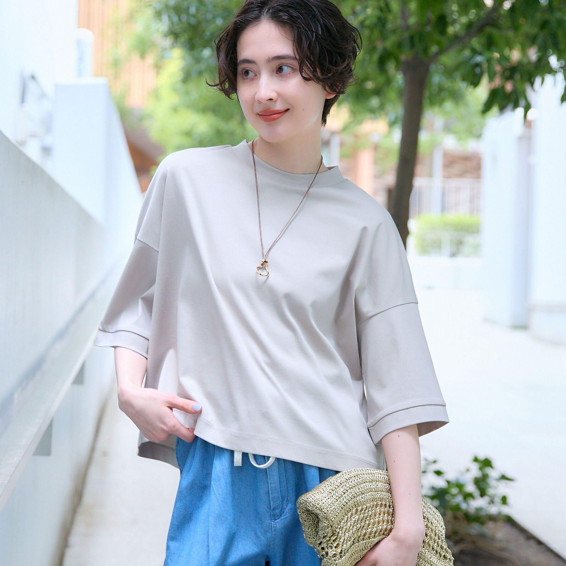 Dessin「【体型カバー】美光沢カットソーボクシーシルエット」|Tシャツ・カットソー|