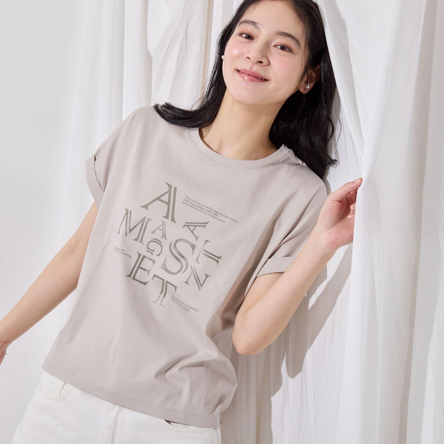 Dessin「【洗える】美光沢カットソーロゴTシャツ」|Tシャツ・カットソー|