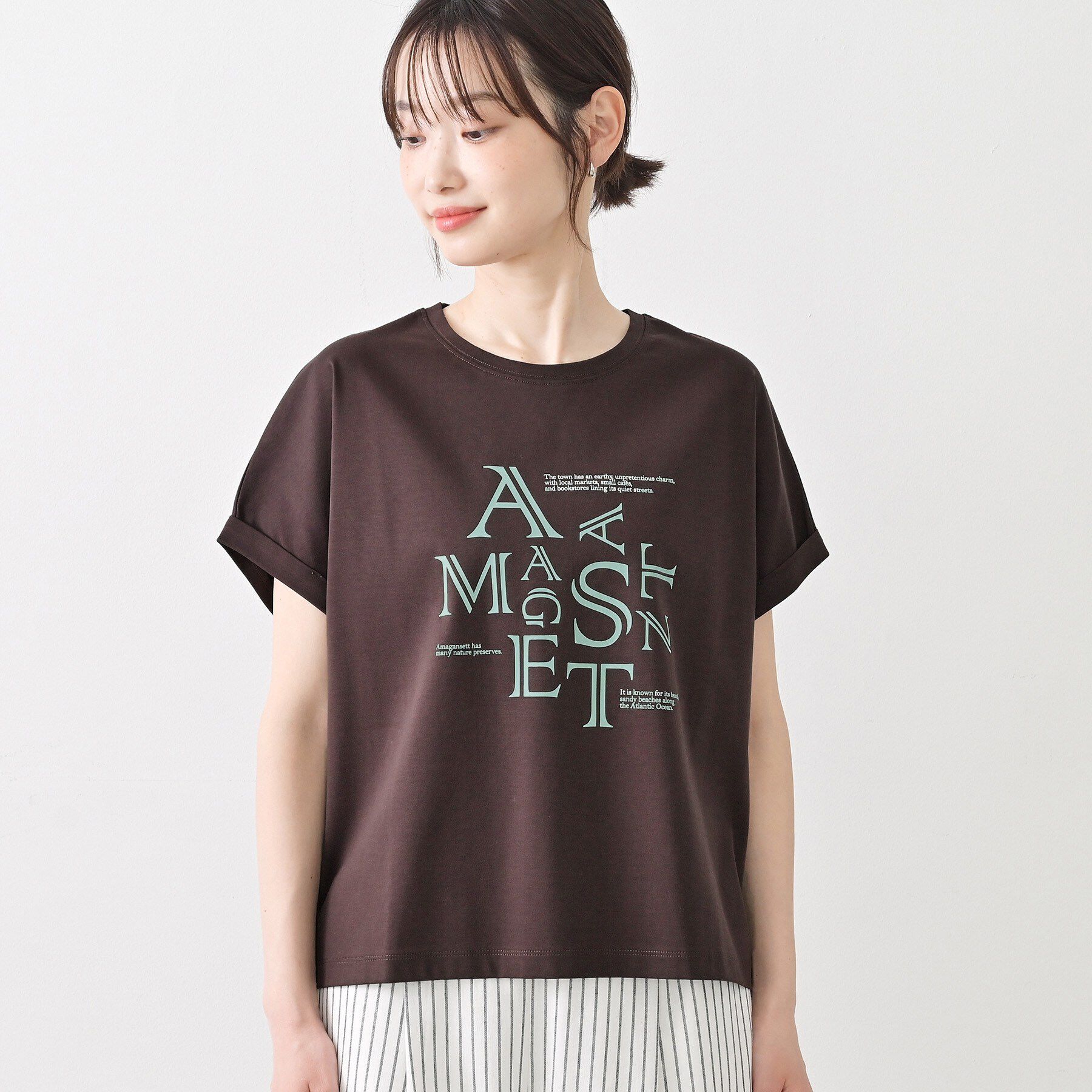 Dessin「【洗える】美光沢カットソーロゴTシャツ」|Tシャツ・カットソー|