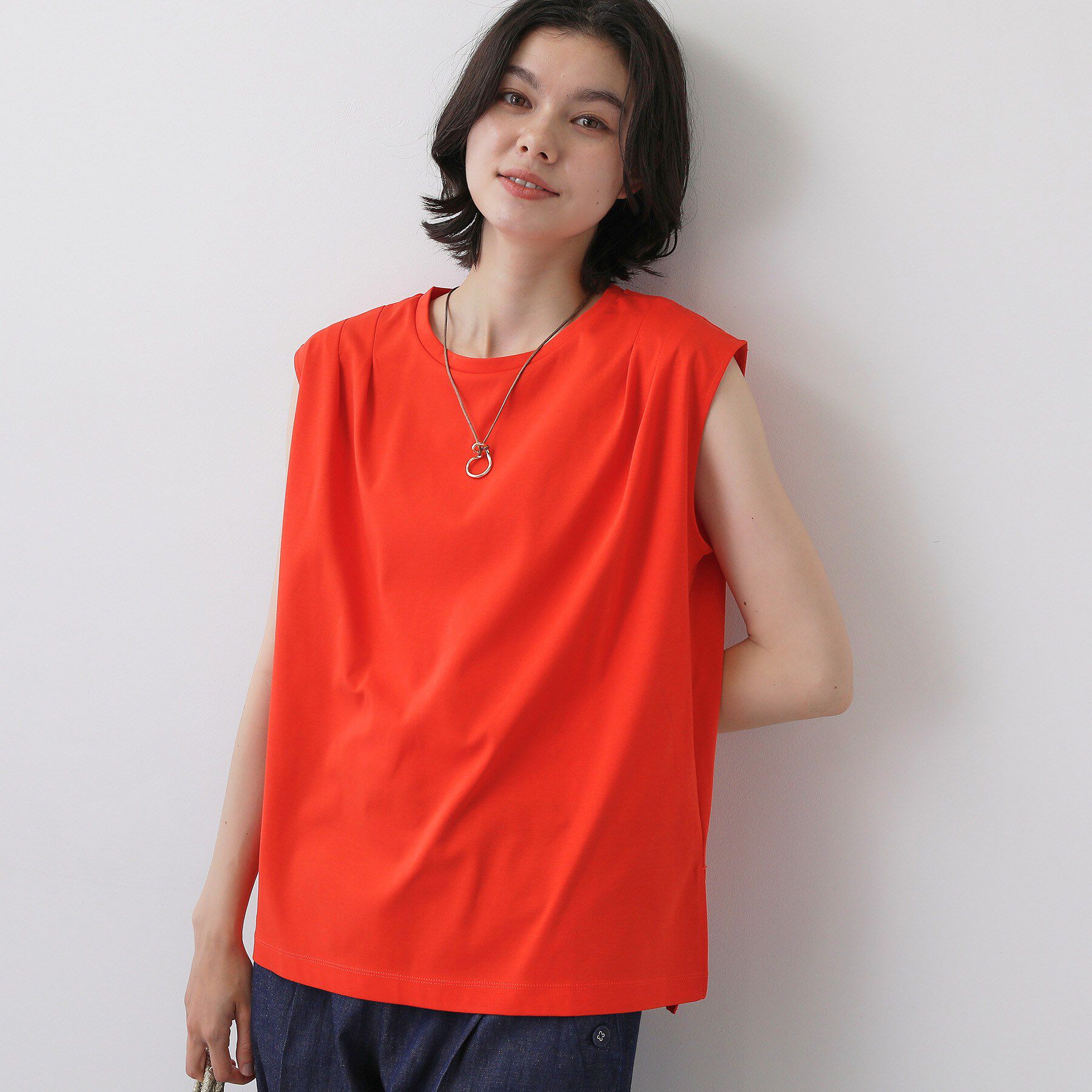 Dessin「【接触冷感/UVカット】美光沢ノースリーブカットソー」|Tシャツ・カットソー|