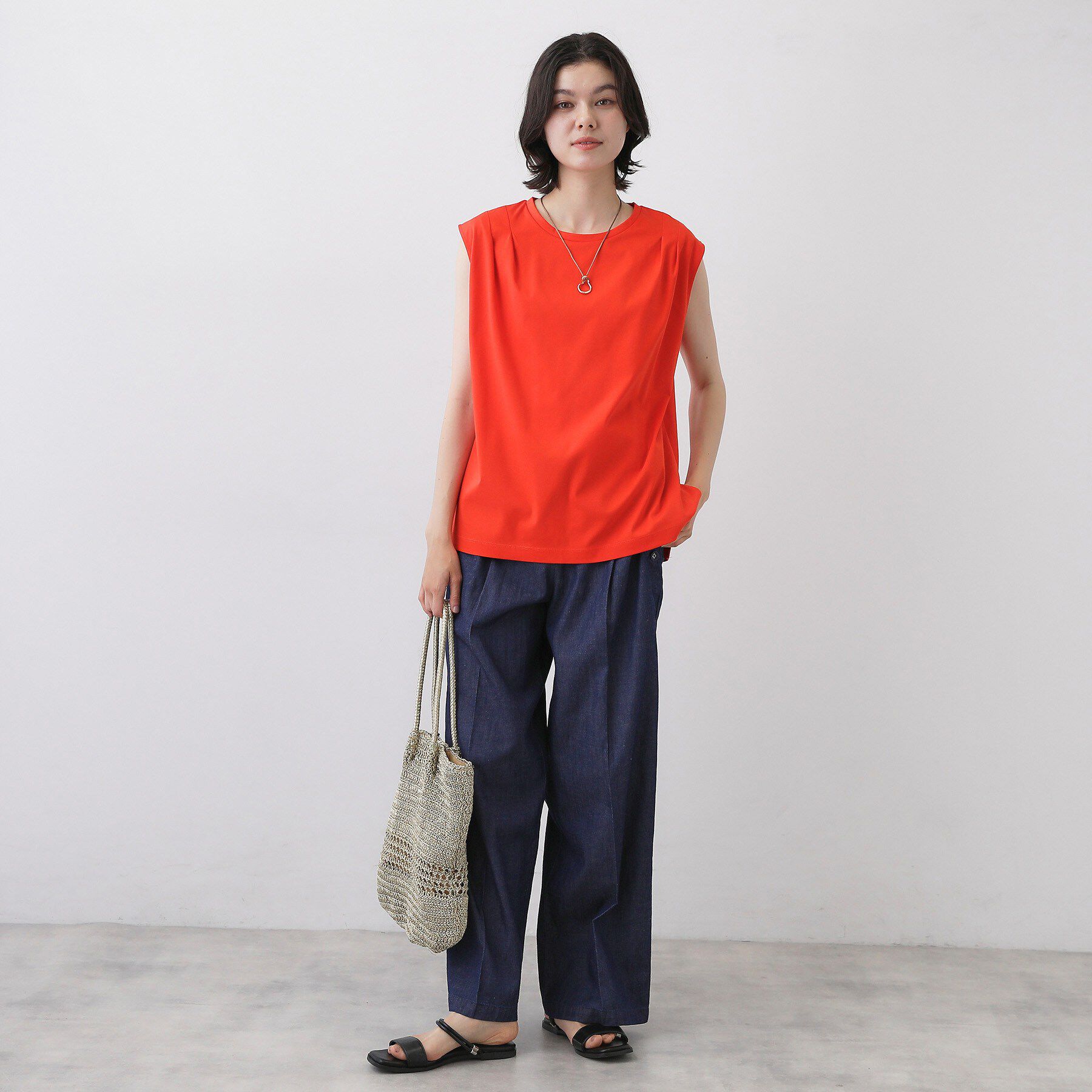 Dessin「【接触冷感/UVカット】美光沢ノースリーブカットソー」|Tシャツ・カットソー|