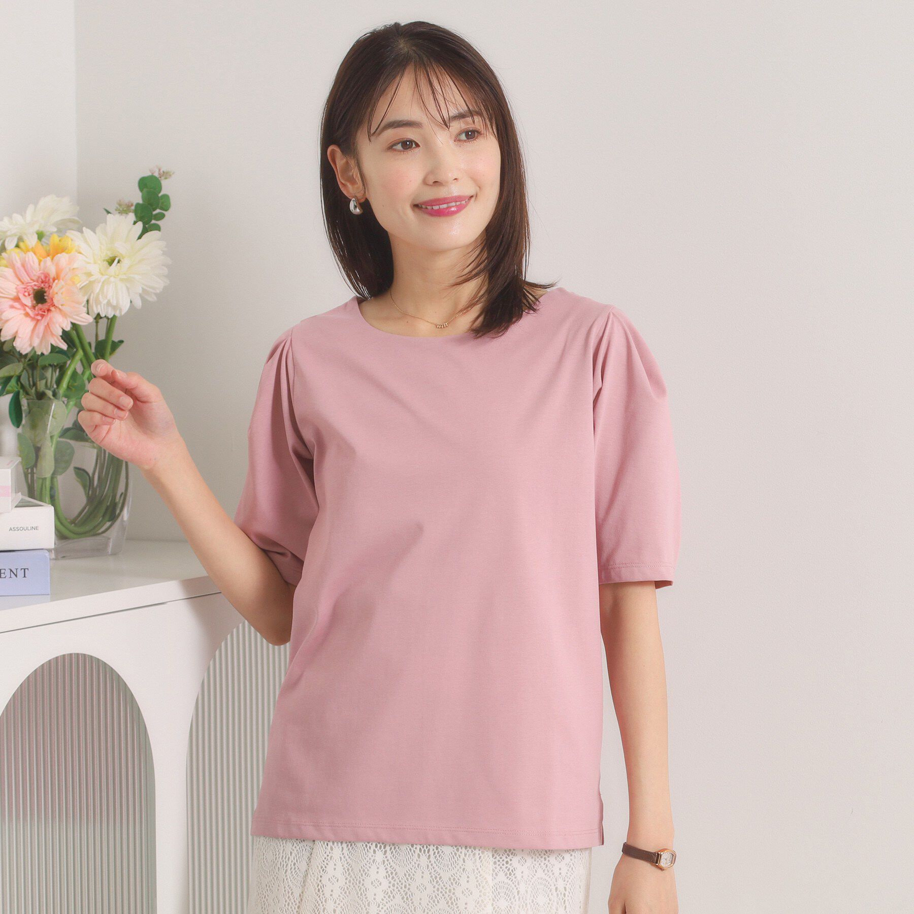 ITS&rsquo;DEMO「【汗染み防止／冷感／UV】立体袖トップス」|Tシャツ・カットソー|