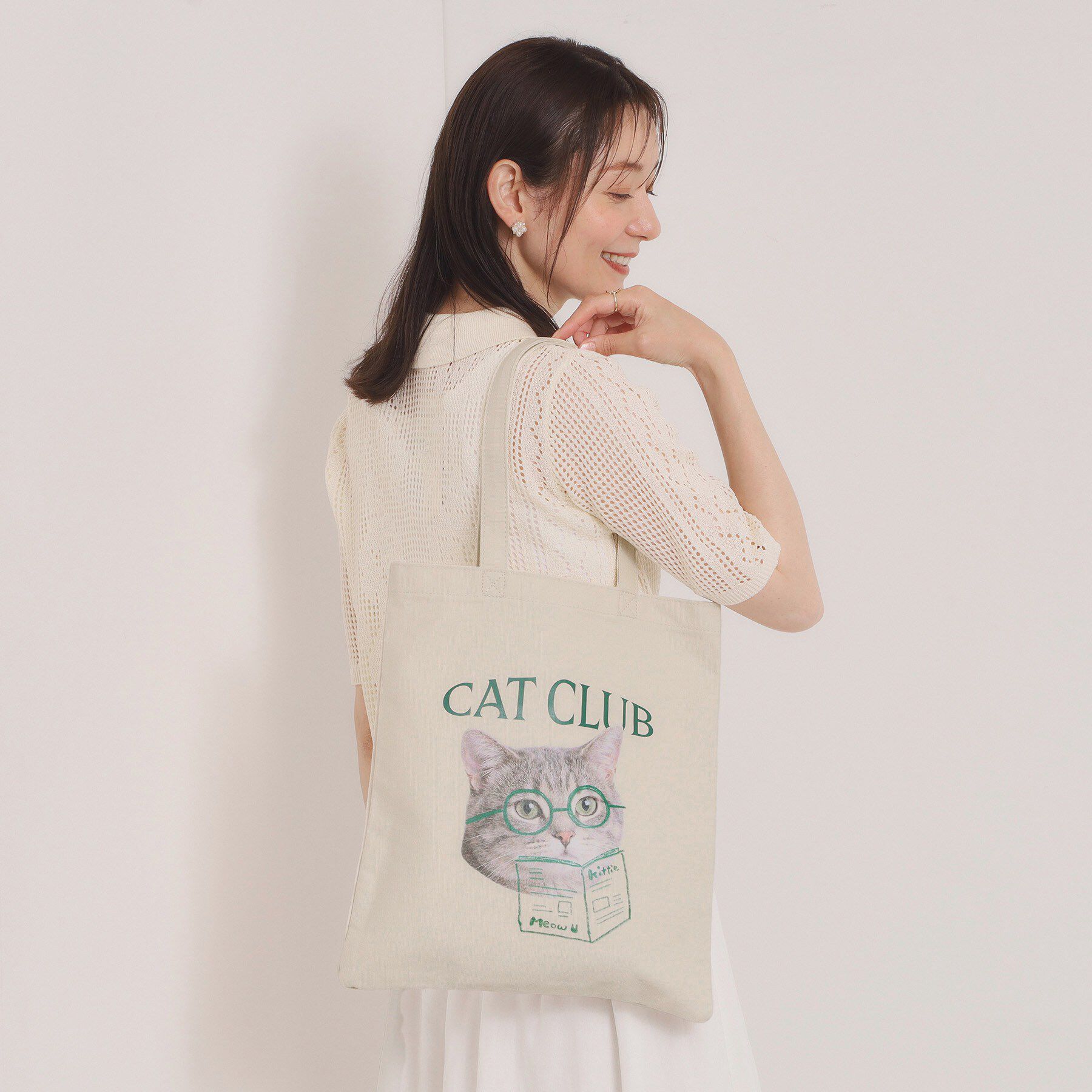 ITS&rsquo;DEMO「CAT CLUBキャンバストート」|トートバッグ|グリーン(122)