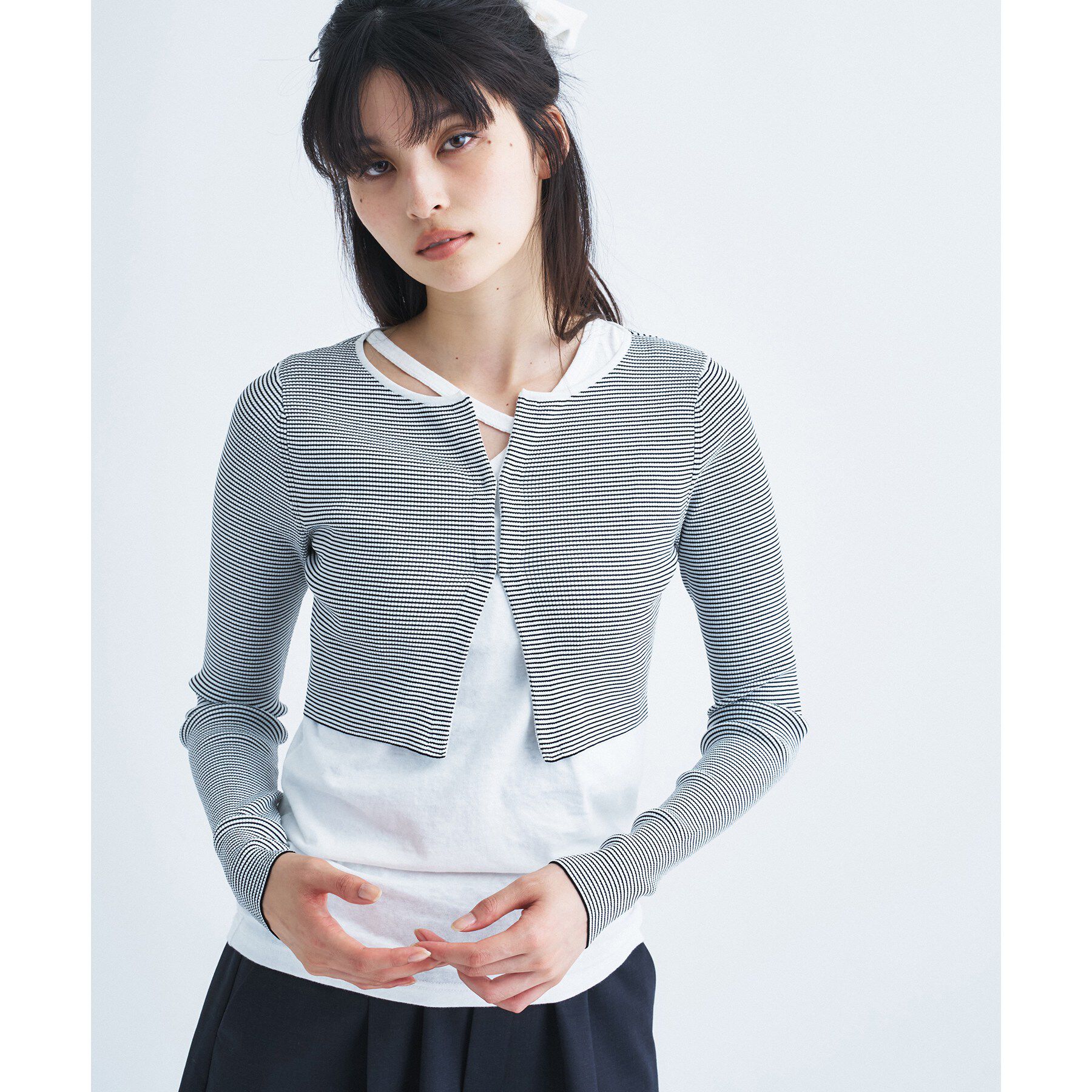 CODE A「【Re】stretch hook cardigan」|カーディガン|ホワイト(301)
