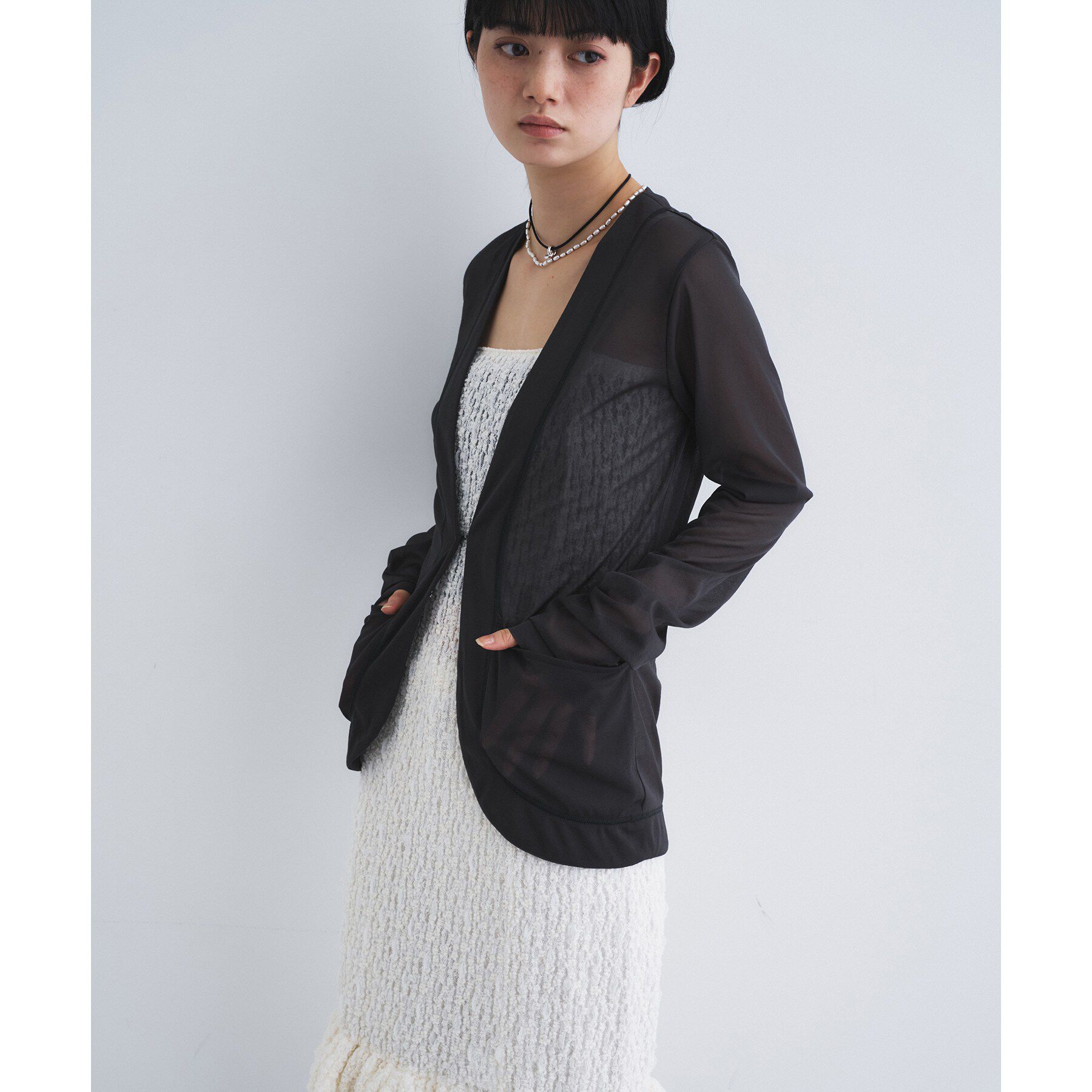 CODE A「sheer jersey cardigan」|カーディガン|チャコールグレー(0