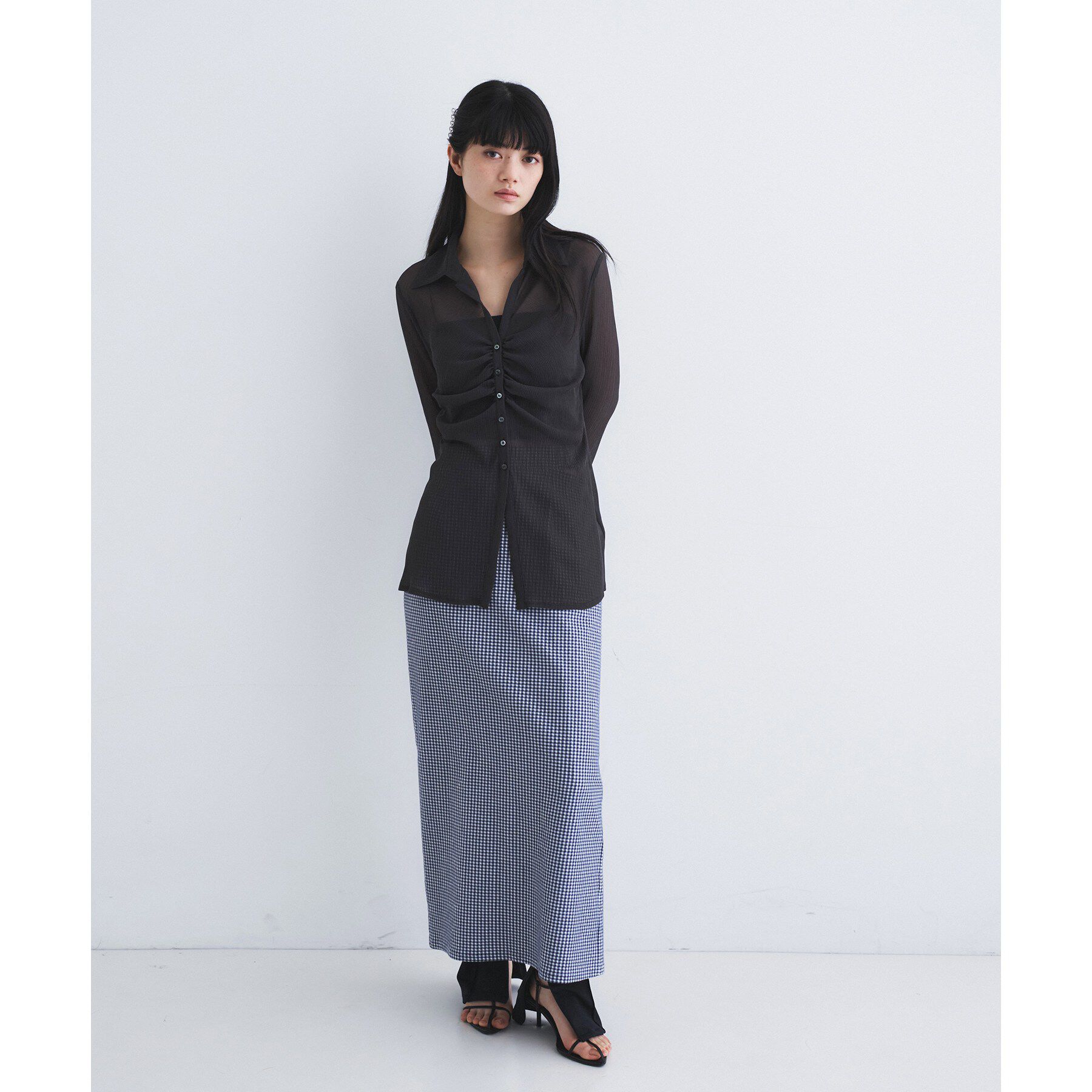 CODE A「gingham check pencil skirt」|スカート|