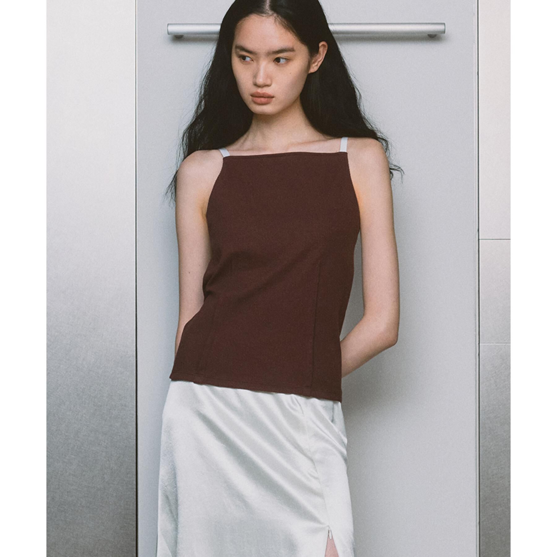 CODE A「【Cup-in】edge line camisole」|キャミソール|ボルドー(064)