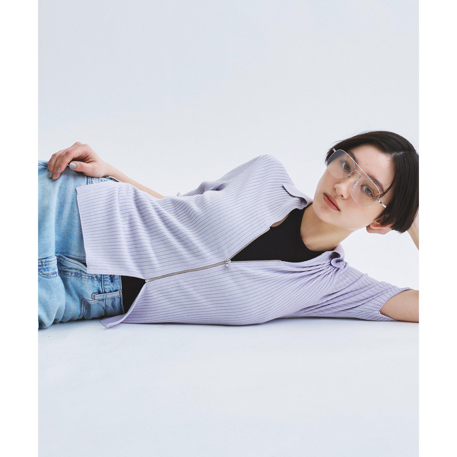 CODE A「rib zip cardigan」|カーディガン|