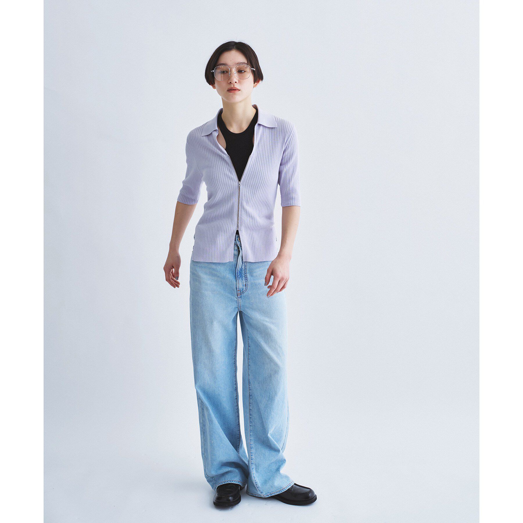 CODE A「rib zip cardigan」|カーディガン|