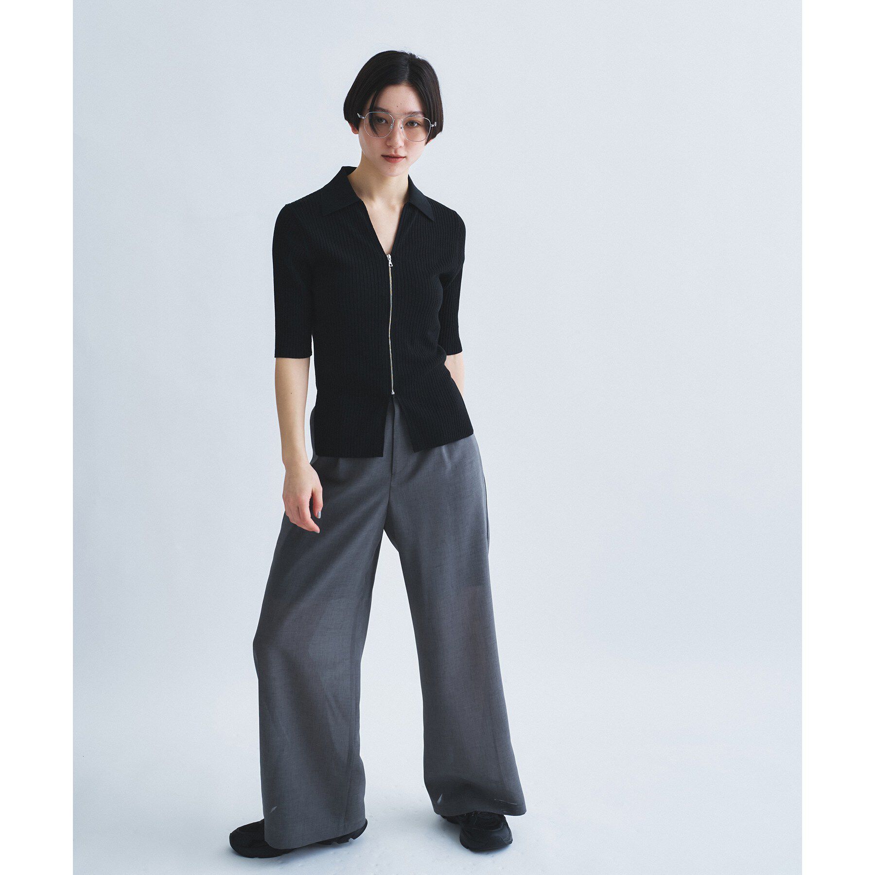 CODE A「rib zip cardigan」|カーディガン|