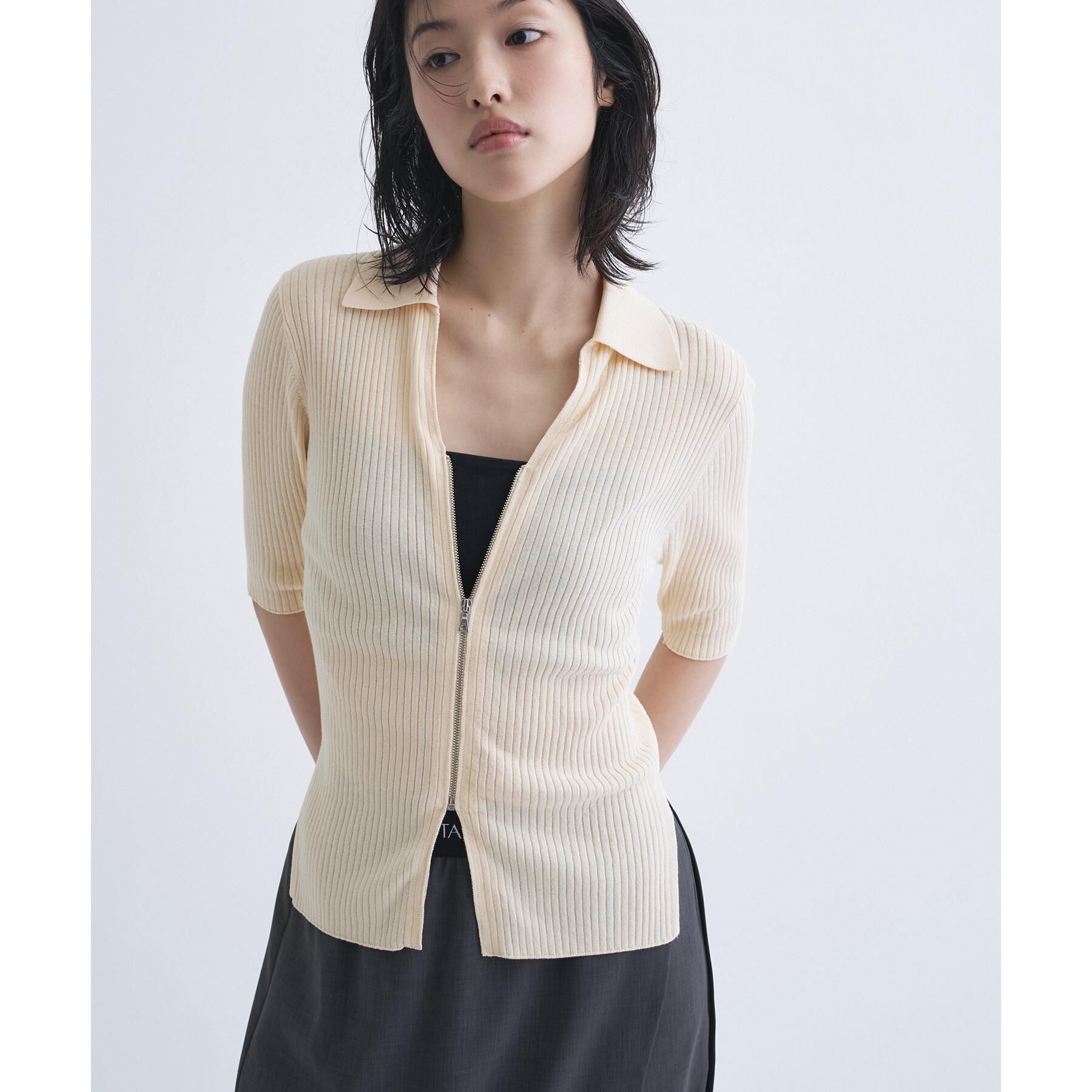 CODE A「rib zip cardigan」|カーディガン|