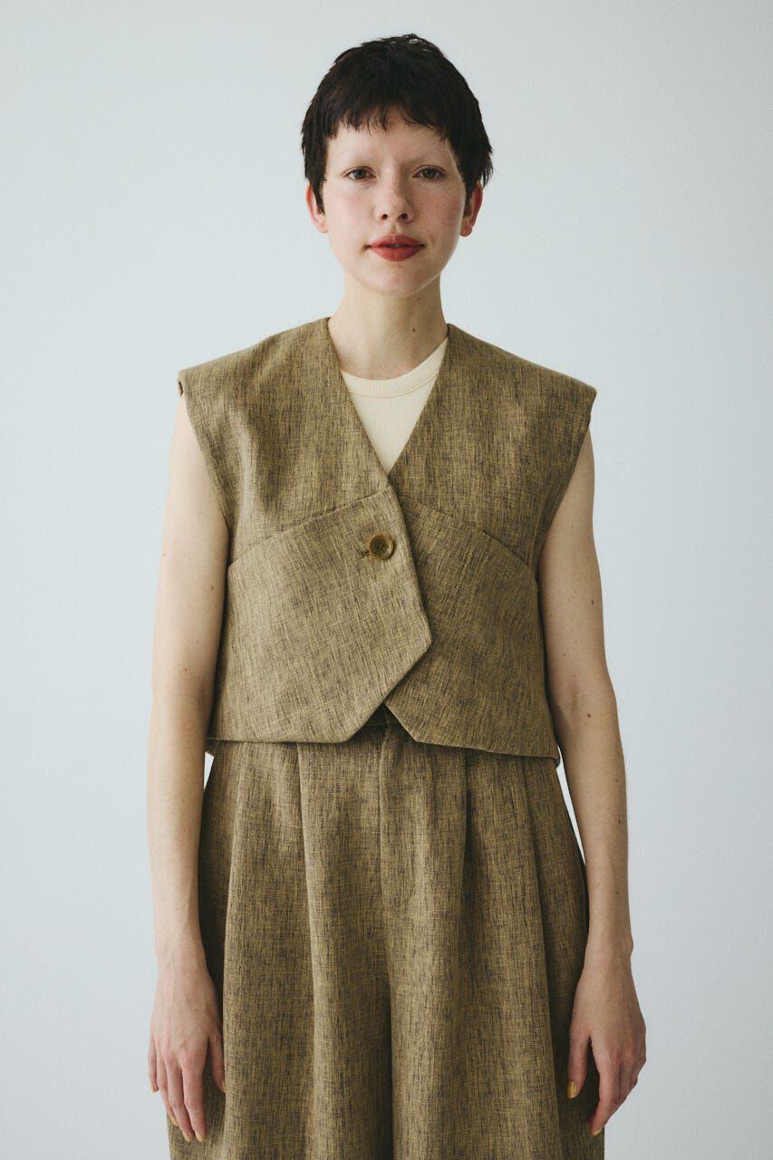 HeRIN.CYE「Tweed butcher vest」|ダウンベスト・ベスト|BEG