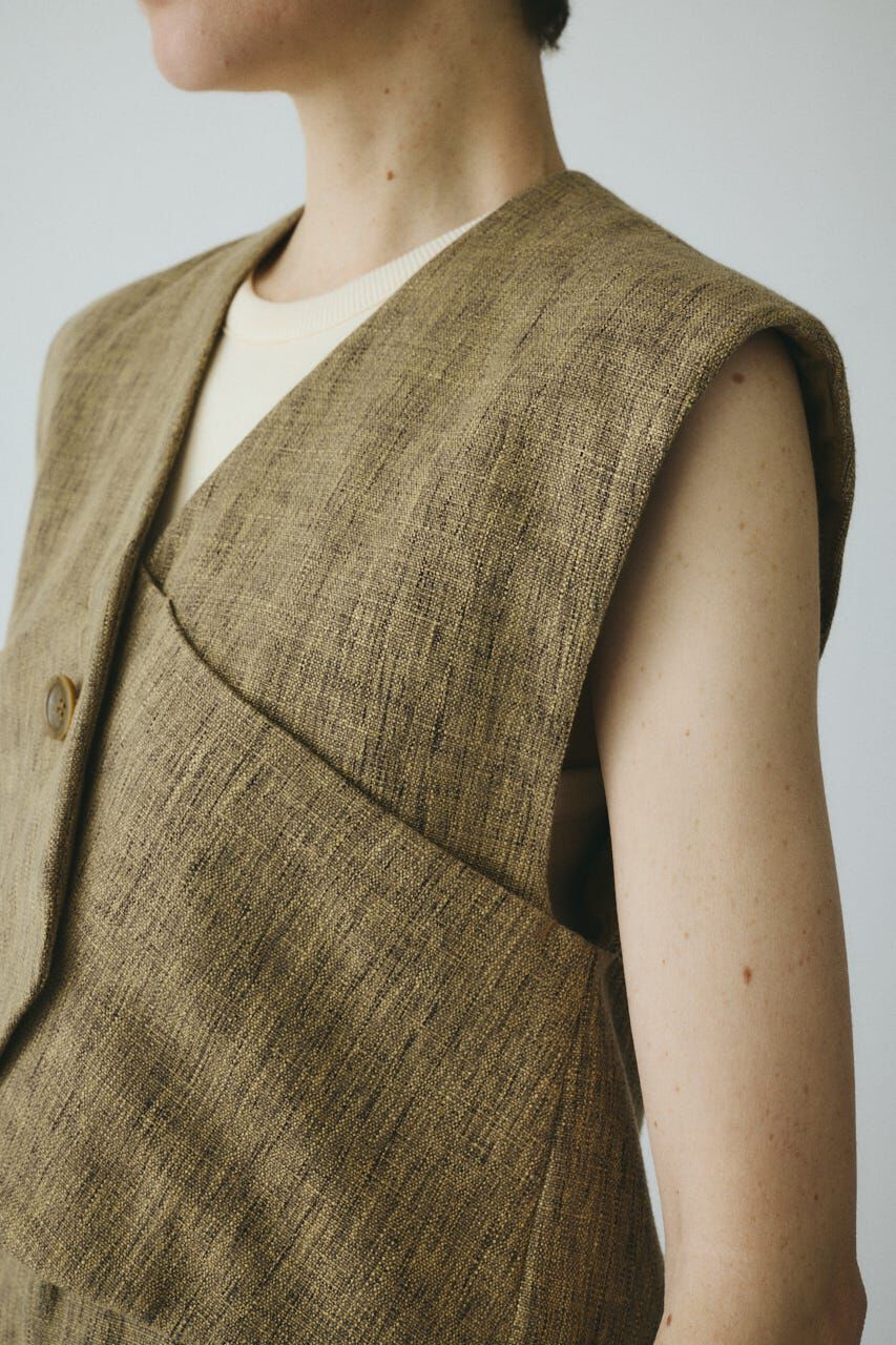 HeRIN.CYE「Tweed butcher vest」|ダウンベスト・ベスト|