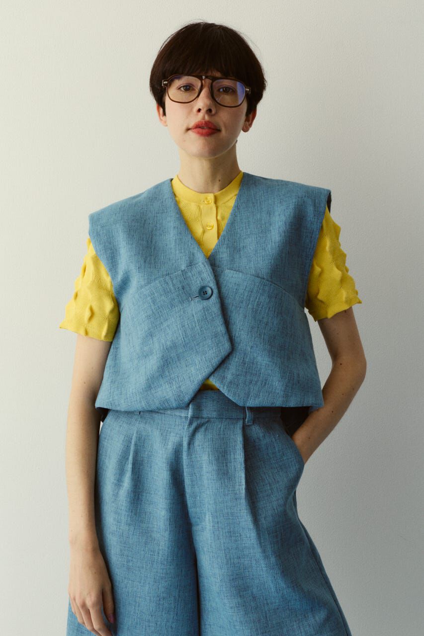 HeRIN.CYE「Tweed butcher vest」|ダウンベスト・ベスト|L/BLU1