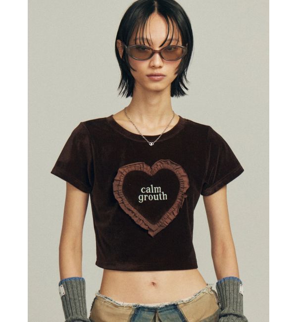 EMODA「ハートフリルロゴTシャツ」|Tシャツ・カットソー|ブラウン
