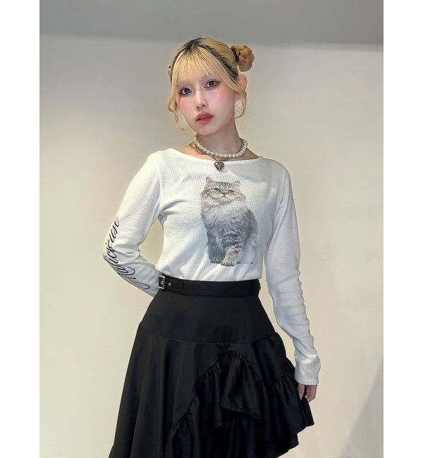 jouetie「キャットロゴワッフルロンT」|Tシャツ・カットソー|