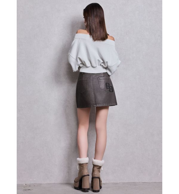 GYDA「GGラインFake Leatherスカートライクショートパンツ」|スカート|