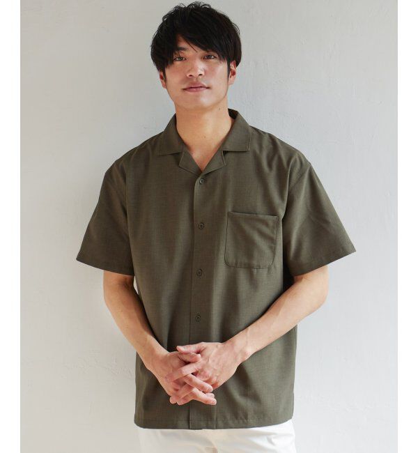 ikka「【セットアップ対応】Reflax リラックスオープンカラーシャツ」|シャツ・ブラウス|オリーブ