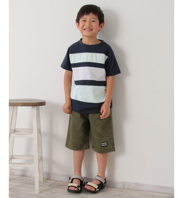 ikka kids「布帛ボーダー切り替えTシャツ（120~160cm）」|Tシャツ・カットソー|