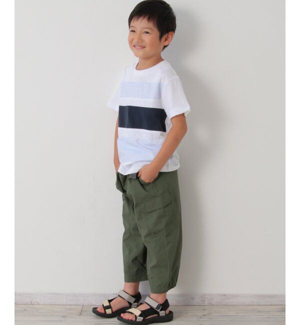 ikka kids「布帛ボーダー切り替えTシャツ（120~160cm）」|Tシャツ・カットソー|