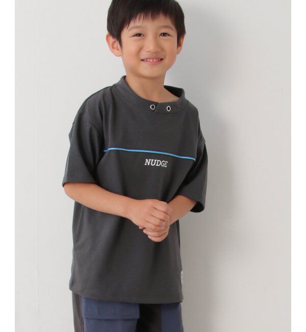 ikka kids「ルーイカラー胸パイピングTシャツ（120~160cm）」|Tシャツ・カットソー|ダークグレイ