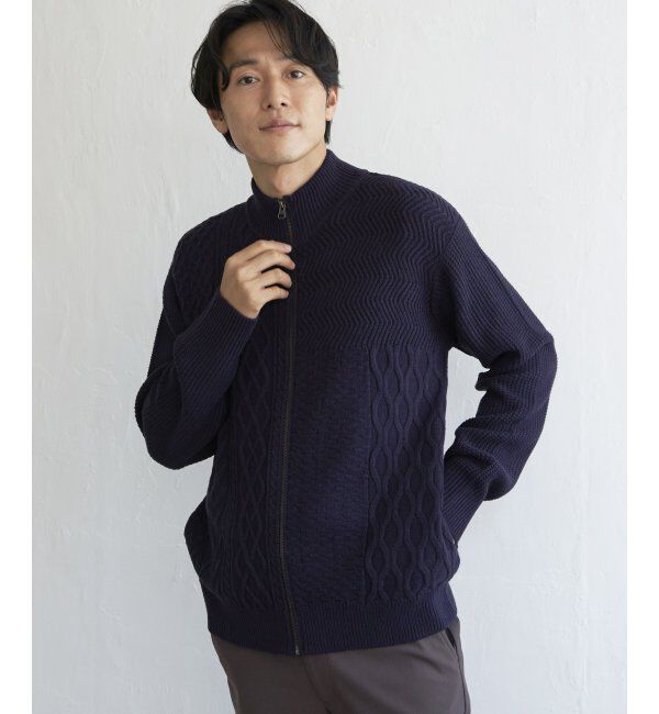 ikka「ジャガードドライバーズニット」|その他|ネイビー