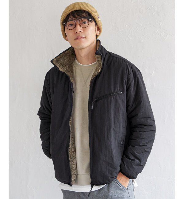 ikka「リバーシブルナイロンフリースブルゾン」|ブルゾン・スタジャン|ブラック