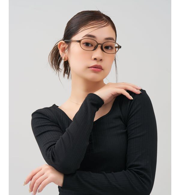  「 オーバル型 メガネ | 太縁フレーム 軽量 眼鏡 伊達めがね 度付き FASHION レンズ交換券付」|メガネ|薄ブラウン1