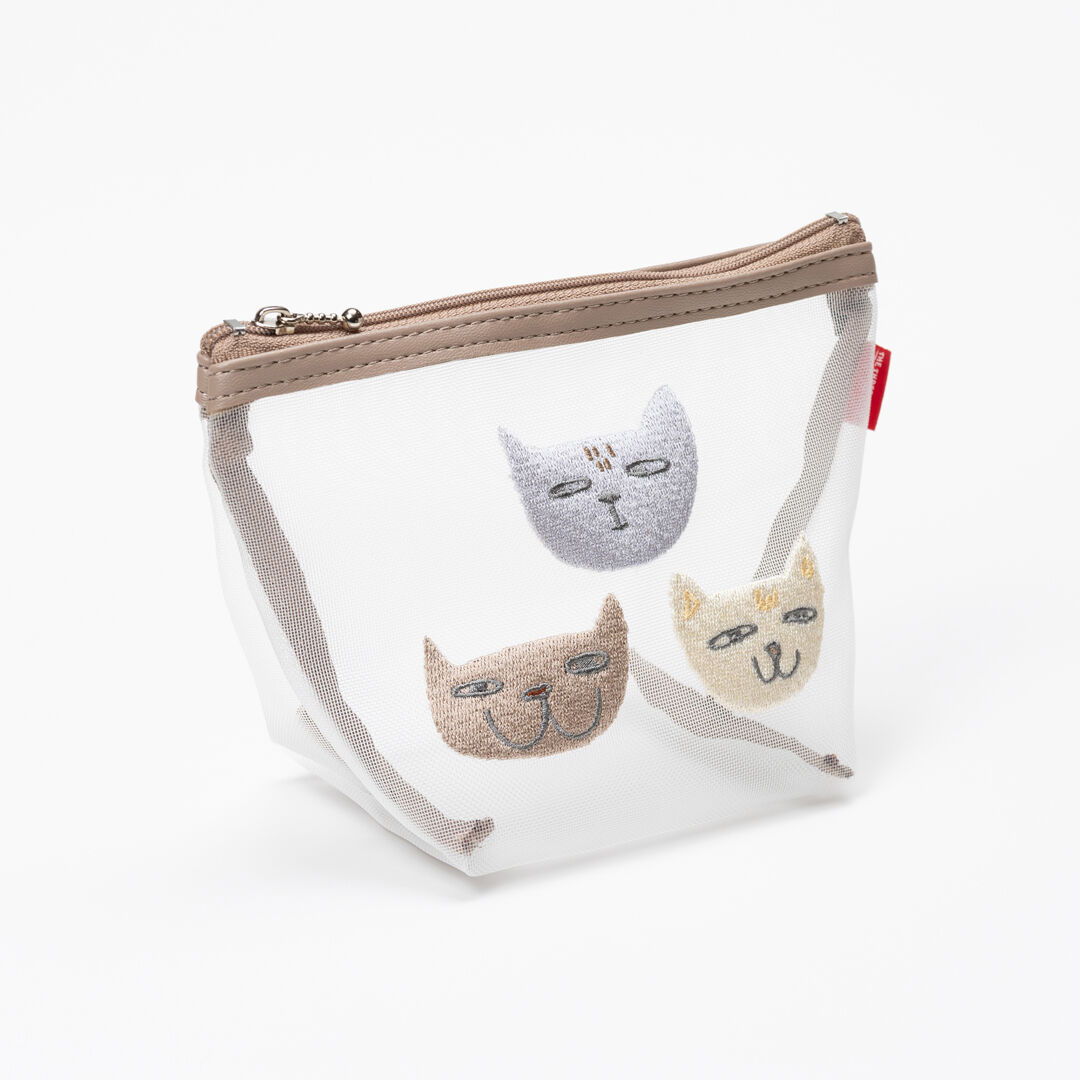  「THE THREE CATS メッシュ台形ポーチ」|ポーチ|