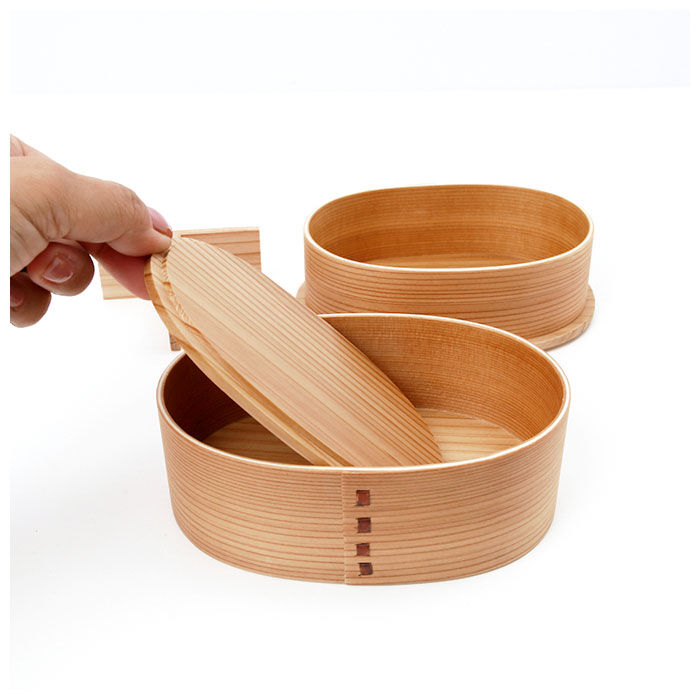 BACKYARD FAMILY「わっぱ 弁当箱 通販 小判入子型 2段 二段 700ml わっぱ弁当 まげわっぱ 曲げわっぱ 白木」|食器・キッチングッズ|