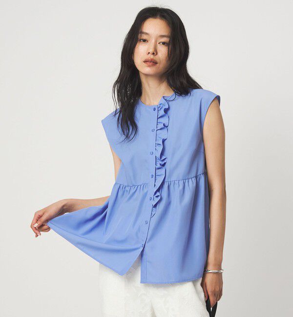 UNITED ARROWS green label relaxing「フロント フリル ノースリーブ ブラウス」|シャツ・ブラウス|
