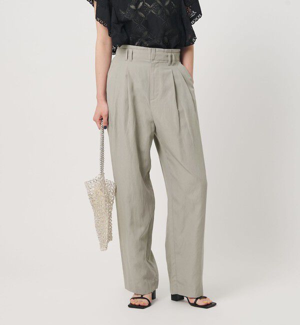 BEAUTY&YOUTH UNITED ARROWS「麻ブレンド バックゴム タック ワイドパンツ」|チノ|