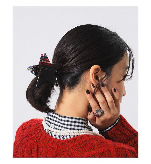 BEAMSBOY「星型 チェック ヘアクリップ」|その他|RED