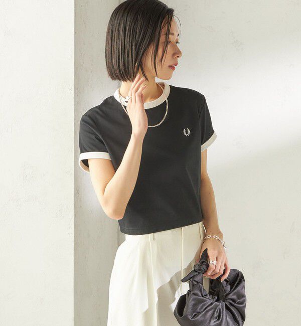 SHIPS for women「FRED PERRY:G9163 CROPPED RINGER TEE」|Tシャツ・カットソー|