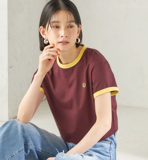 SHIPS for women「FRED PERRY:G9163 CROPPED RINGER TEE」|Tシャツ・カットソー|ワイン