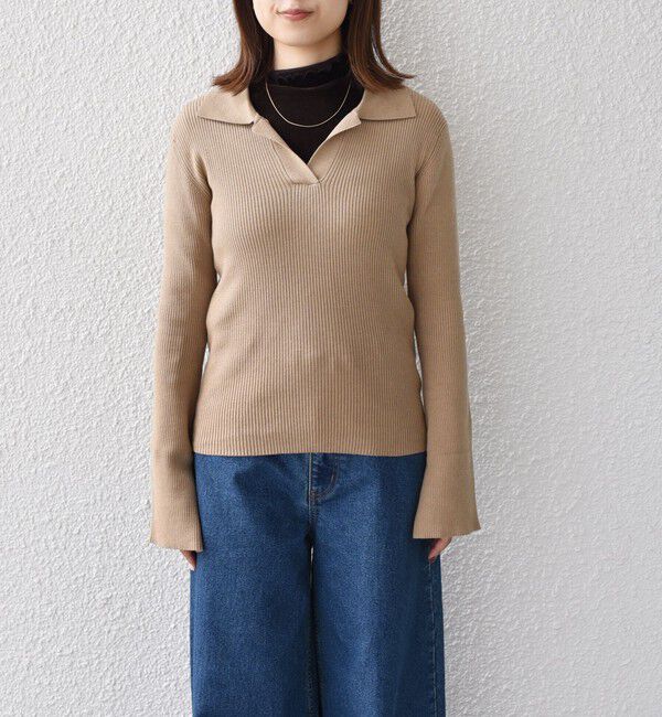 SHIPS Colors 「SHIPS Colors:〈手洗い可能〉リブ スキッパー ニット」|ニット・セーター|