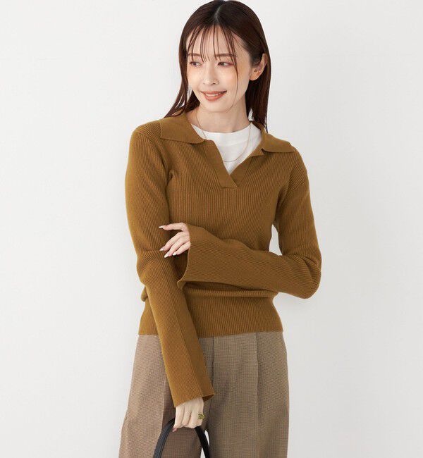 SHIPS Colors 「SHIPS Colors:〈手洗い可能〉リブ スキッパー ニット」|ニット・セーター|