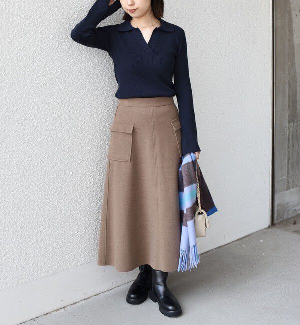 SHIPS Colors 「SHIPS Colors:〈手洗い可能〉リブ スキッパー ニット」|ニット・セーター|