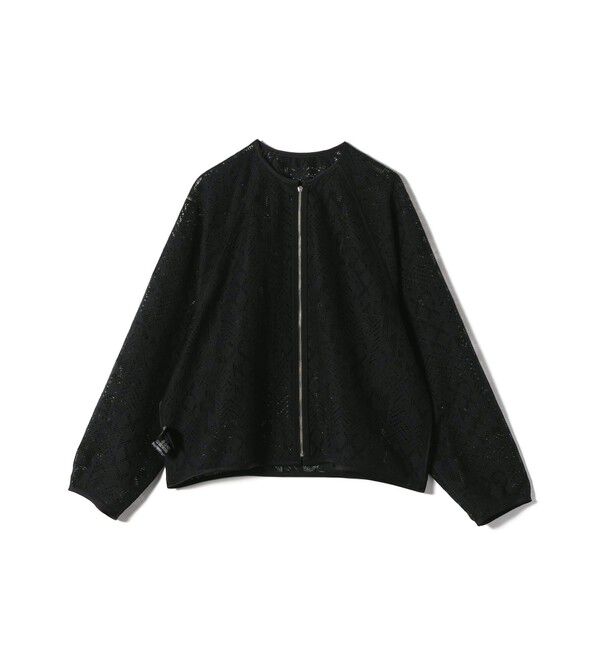 SHIPS for women「SHIPS Primary Navy Label:〈手洗い可能〉幾何学 ラッセル レース ブルゾン」|ブルゾン・スタジャン|