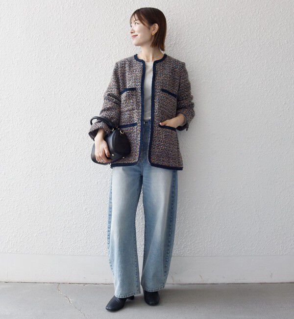 SHIPS any「《予約》SHIPS any: ツイード ノーカラー ジャケット」|ノーカラージャケット|