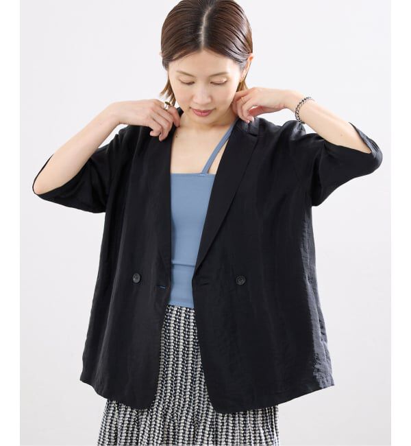IENA「《接触冷感》ウォッシャブル シアーショートスリーブジャケット」|テーラードジャケット|