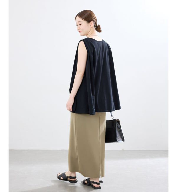 IENA「《接触冷感/UVカット》ストレッチジャージーIラインスカート」|スカート|