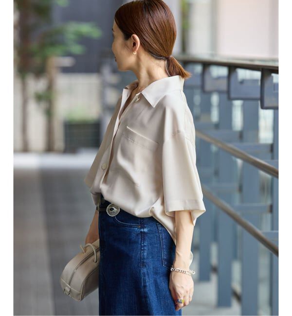 IENA「《接触冷感/UVカット》サテンポケット付きシャツ」|シャツ・ブラウス|