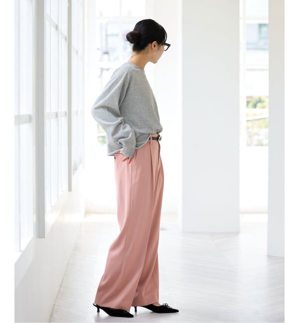 IENA「《予約》ストレッチツイルセミワイドパンツ」|スラックス|
